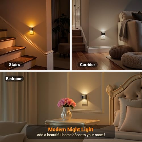 Image of JandCase LED Night Lights Plug into Wall 2 Pack, Automatic Night Light with Dusk to Dawn Sensor, 0-100LM, 3000K /4000k /5000K Adjustable Nightlight for Kids Bedroom Hallway Kitchen