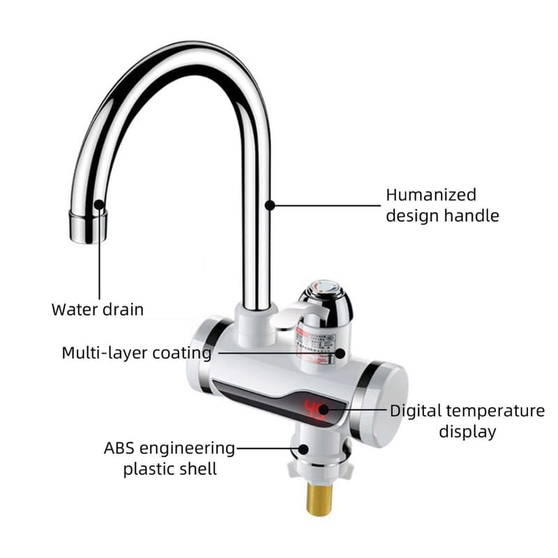 Image of Lipzie (𝟏𝟓 𝐘𝐞𝐚𝐫𝐬 𝐖𝐚𝐫𝐫𝐚𝐧𝐭𝐲) Instant Electric Water Heater Faucet - Tankless LED Hot Water Tap for Kitchen & Bathroom Sink | Fast-Heating, Energy-Efficient, 220V | Digital Display