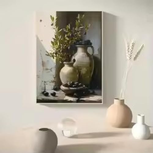 Toile murale olivier vintage 40x60cm nature morte minimaliste