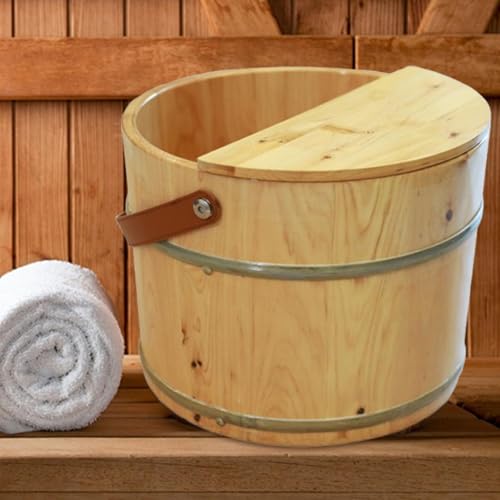 Baño de pies en lavabo de madera para aliviar piernas cansadas 7