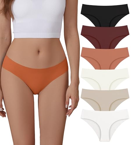Image of SHARICCA Women Seamless Cheeky Bikini No Show Panties Ladies Invisible Breathable Briefs Soft Stretch Underwear Multi Pack