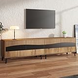 I0I&I0I Aparador de cocina con 4 puertas y 2 cajones, espacioso armario de almacenamiento como cómoda buffet para cocina, comedor o salón (Natural + Particle Board-1)