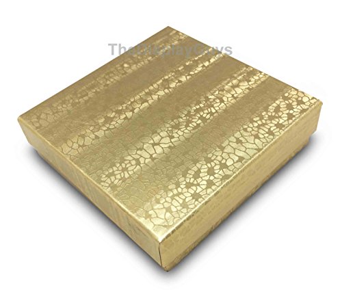 TheDisplayGuys 25-Pack #33 Cotton Filled Cardboard Paper Jewelry Box Gift Case - Gold Foil (3 1/2" x 3 1/2" x 1") - Image 4