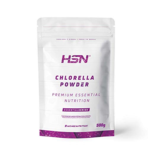 HSN Chlorella en Polvo | 500 g = 167 tomas por envase 100% Pura Alga Chlorella Pyrenoidosa Rica en Clorofila | Fuente de Vitamina B12 + Fibra + Minerales | No-GMO, Vegano, Sin Aditivos, Sin Gluten