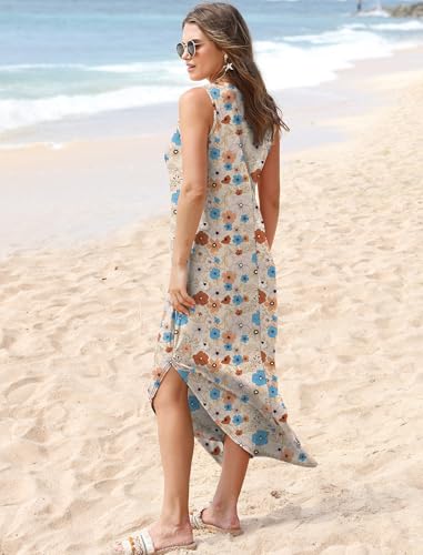 Image of Sampeel Summer Dresses Maxi Dress Vacation Beach Sundresses 2025 with Pockets