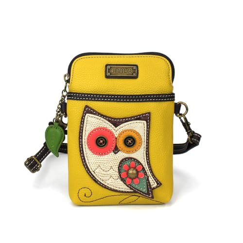 Image of CHALA Bird Collection Cell Phone Crossbody Purse-Women PU Leather /Canvas Multicolor Handbag with Adjustable Strap