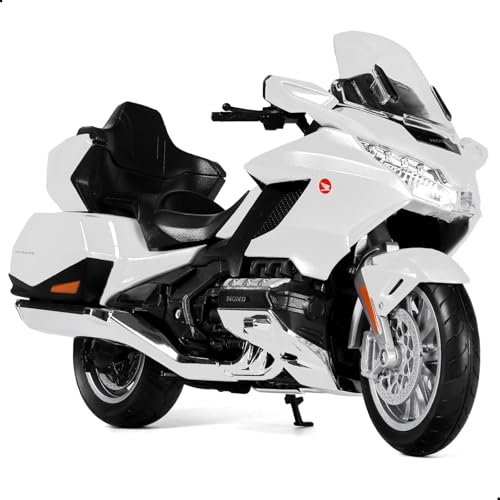 Risopen Modèle de Moto 1:12 Compatible pour Honda Goldwing Alliage Diecast Moto Modèle Jouet Mini Motor Cadeau (Blanc)