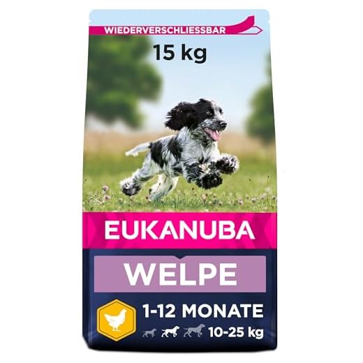 Eukanuba Hundefutter mit frischem Huhn für große Rassen, Premium Trockenfutter für ausgewachsene Hunde, 15 kg 7 Eukanuba Welpenfutter mit frischem Huhn für mittelgroße Rassen, Premium Trockenfutter für Junior Hunde, 15 kg