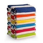 QUBA LINEN 100% Cotton Beach Towels Pack of 6 – Soft, Absorbent & Quick Dry Cabana Striped Pool Towels for Adults – Large, Lightweight, and Durable Cotton Towels for Beach