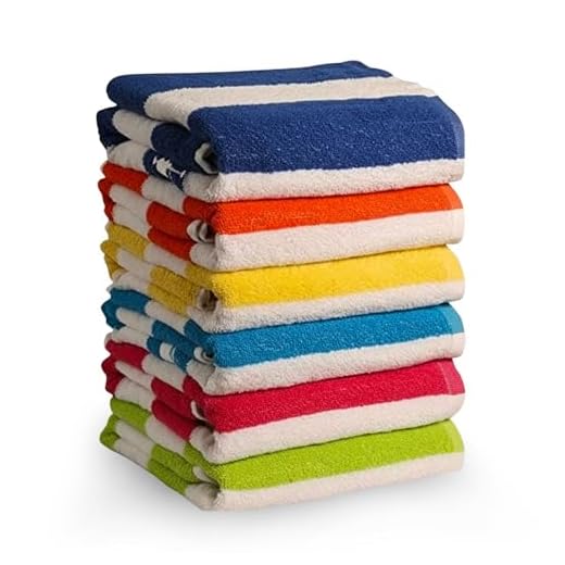 QUBA Linen - 100% Cotton Bath Towel, Pack of 6, Cabana Stripe Beach Towels, Large Pool Towels (30" x 60”), Highly Absorbent, Light Weight, Soft and Quick Dry Swim Towels, for Parties, Guests