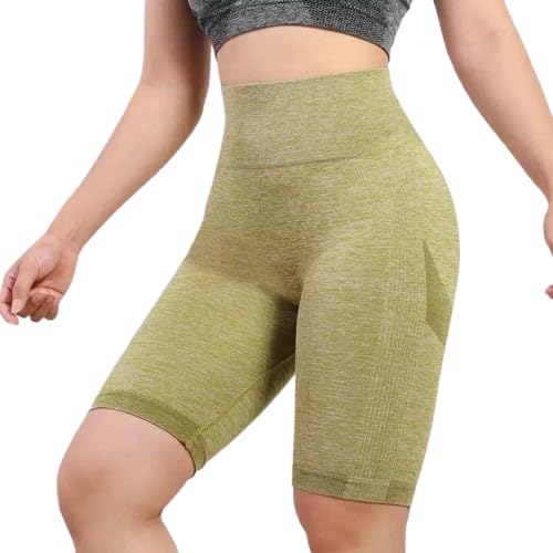 Womens Yoga Shorts High Waisted Workout Shorts for Fitness Home Gym Training (Yellow, XL)-picture-12