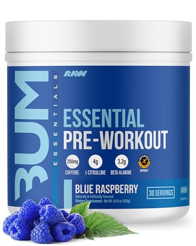 RAW Nutrition - Essential Pre - Chris Bumstead Pre Workout Formula, Sports Nutrition Pre-Workout Powders | Men & Womens Drink, Energy Powder for Working Out (Blue Raspberry)