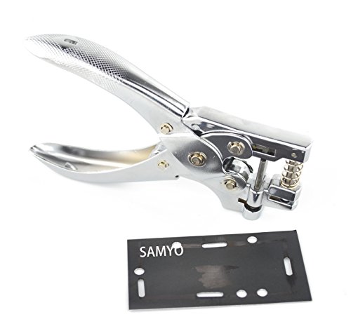 Samyo Hand Held 2-In-1 Hand Id Card Slot Hole & Round Hole Punch Metal Puncher Plier Punching Tool For Id Card Badge Pvc Photo Tag #TOP6