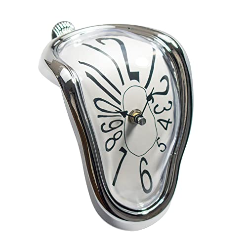 Farever Melting Clock, Salvador Dali Watch Melted Clock For Decorative Home Office Shelf Desk Table Funny Creative Gift, Arab Silver #TOP8
