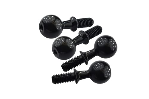 4140 Carbon Steel Pivot Balls for Front Knuckle Arms for 1/7 1/8 1/10 Arrma RC Cars & Trucks - 4Pc Set Black