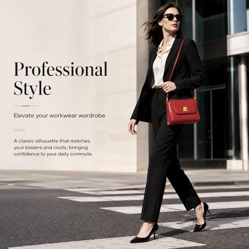 Image of Crossbody Bag for Women Shoulder Handbag PU Leather Satchel Purse with Top Handle Gold Turn Lock Adjustable Strap