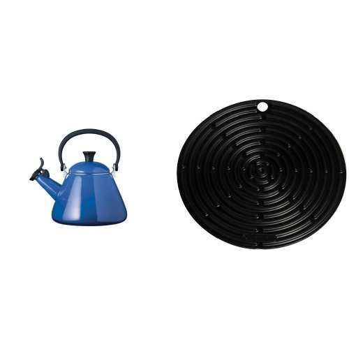 Le Creuset Kone Kettle with Whistle, 1.6 L - Marseille Blue with Cooling Tool
