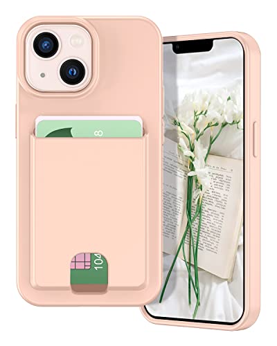 Coque iPhone 13 rose avec porte-carte Petocase en silicone souple