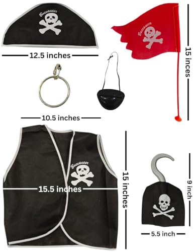 Image of BookMyCostume Pirate Costume Accessory Set Collection - Role-Play Outfit, Captain Vest, Hat & Themed Props for Kids - Ideal for Halloween, School Annual Day, Theme Parties & Return Gifts | 6-12 Yrs