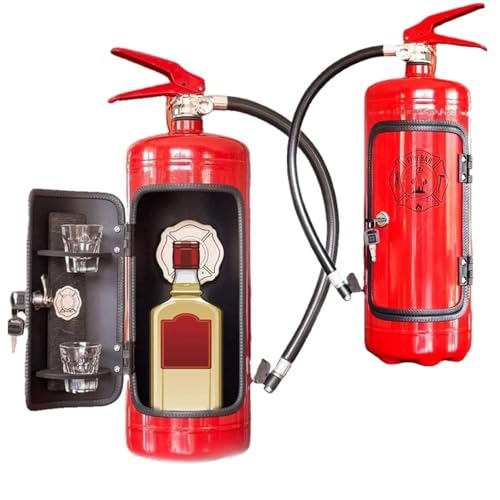 ONETOS Creative Fire Extinguisher Wine Storage & Mini Bar Set,Portable Bottle Holder, Whisky & Wine Cooler, Unique Bar Decor for Home Parties, Events, and Firefighter Enthusiasts (Red)