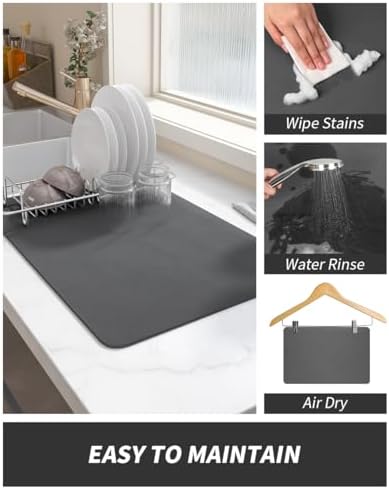 Coffee Mat Hide Stain Rubber Backed Absorbent Dish Drying Mat for Kitchen Counter-Coffee Bar Accessories Fit Under Coffee Maker Coffee Machine Coffee Pot Espresso Machine Dish Rack 12"x19