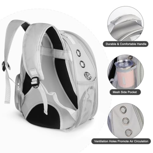 Image of Bird Travel Carrier, Bird Backpack Cage with Rope & Wood Perches Tray Food Bowl, Portable Clear Bubble Window Breathable Mesh Bag for Small Medium Parrots Cockatiel Parakeet Budgies Conures Lovebirds