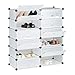 Relaxdays 10021979_50 Meuble Chaussures Fermé Rangement 12 Casiers Plastique Chaussures Modulable DIY Hxlxp: 108x94x37 cm, Plastique, Transparent, 37 x 94 x 108 cm