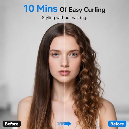 Image of Cordless Curling Iron Hair Curler: Mini USB Rechargeable 4000 mAh 3 Temp Setting Travel Portable 200 Million Negative Ion for Long Short Hair