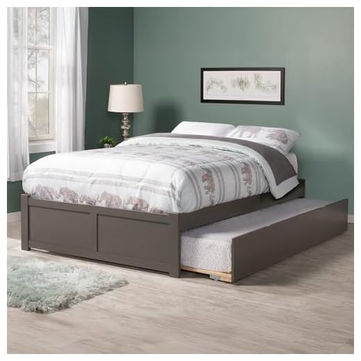 AFI Concord Queen Platform Bed with Footboard and Twin Extra Long Trundle in Grey