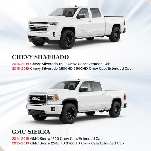 Image of Coverado Oxford Rear Seat Covers for Chevy Silverado GMC Sierra, Fit 2014-2018 1500 /2015-2019 2500HD 3500HD, Crew /Double /Extended Cab, Curved Rear, Gray