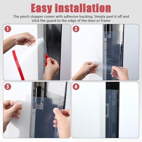 Image of Finger Pinch Door Guard, Child Door Protector Baby Proofing Door Hinge Cover Prevents Finger Pinch Injuries Self Adhesive Safety Strip Door Pinch Guard