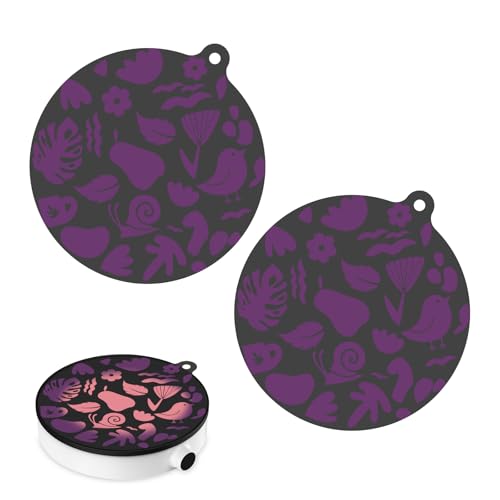 KR KITCHENRAKU ihマット ihクッキングヒーターマット 温度変化により色が変わる 黒系パープルtoピンク 柄1 24cm 2枚 滑り止め 夏っぽい 傷防止 シリコンマット 断熱パッド