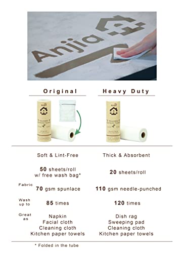 Anjia® Heavy Duty Reusable Bamboo Towels - 20 Sheets/Roll - Great As Kitchen Towels, Dish Towels, Cleaning Rags, Shop Towels, And Swedish Dishcloths - Replacement Of Paper Towels Bulk #TOP5