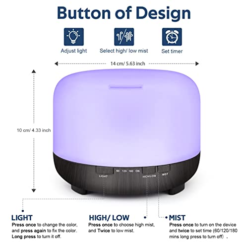 Essential Oil Diffuser For Large Room: 500Ml Aromatherapy Ultrasonic Air Humidifier Remote Control For Bedroom - Aroma Cool Mist Vaporizer Timer For Home #TOP5