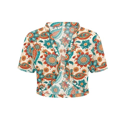 Image of Womens Short Sleeve Cardigans Lightweight Summer Cardigan Trendy Bolero Shrug Cute Floral Cardigan Sheer Bolero