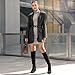 Pasuot Suede Knee High Boots for Women - Black Tall Chunky High Heel Dress Boot with Side Zipper, Round Toe Ruched Slouch Block Long Boots for Ladies, Stylish Fall Boot for Work, Party Size 8