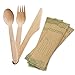 Edenpack Lot de 25 couverts jetables en bois de bouleau - Couteau, fourchette, cuillère compostables et biodégradables - Pour pique-nique, fête, bureau, camping (ED-41036)