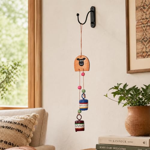 Image of Aakriti Art Creations Tintin Dog Wind Chime with 2 Metal Bells | Handmade Modern Art Wooden & Metal Wind Chime | Outdoor & Indoor Decorative Wind Chimes for Balcony, Garden, Living Room & Gifting