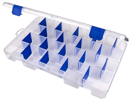 Image of Flambeau Outdoors 5007 Tuff Tainer Fishing Tackle Box with Zerust Anti-Rust Dividers - Includes 18 Dividers, 36 Compartments, Clear Fishing Lure Organizer - 14.25 inch x 9.125 inch x 2 inch