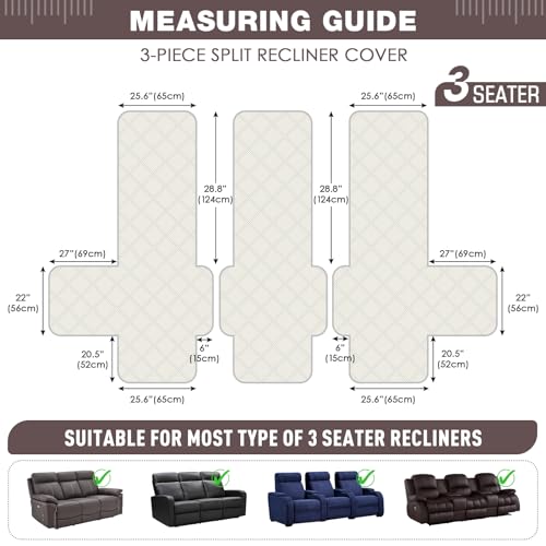 Image of TAOCOCO 100% Waterproof Recliner Sofa Cover, Non Slip Split Couch Covers for Reclining Couches with Elastic Straps, Washable Reclining Sofa Cover Furniture Protector for Kids Pets(3 Seater, Mocha)
