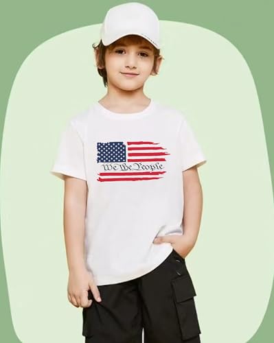 Image of Toddler Boys 4th of July Shirts Kids American Flag T-Shirt Girls Patriotic Short Sleeve Tees Cotton Top Clothes 1-7T