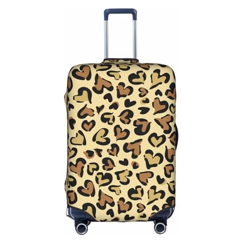 Heart And Leopard Pattern Travel Luggage Cover Elastic Suitcase Protector Washable Baggage Covers For Trunk Case Fits 22-24 Inch Luggage