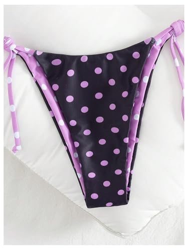 Image of WDIRARA Women's Polka Dots Bikini Set Halter Triangle String Swimsuit Tie Side 2 Piece Bathing Suit