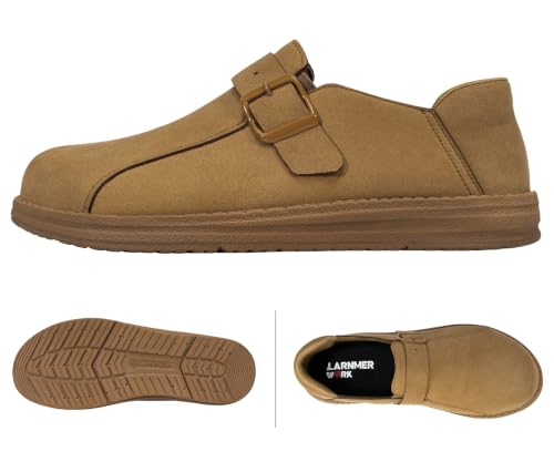 Image of LARNMERN Slip On Steel Toe Shoes Men Loafers Work Safety Tennis Sneakers
