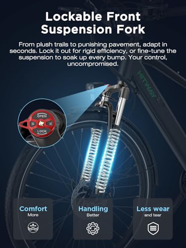 HITWAY E-Bike, Elektrofahrräder 27,5/29 Zoll, Abnehmbarer 36V 12,8Ah Akku, 250W Motor bis 25 km/h, 50-80 km Reichweite, Pedelec MTB City E-Fahrrad für Erwachsene – Bild 7