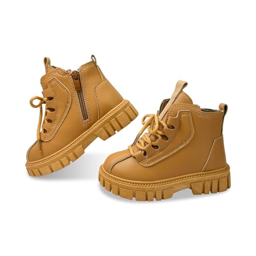 Toddler Boys Girls Combat Ankle Boots Little Kids Chelsea Fall Winter Snow Hiking Work Booties Waterproof Leather Outdoor Shoes