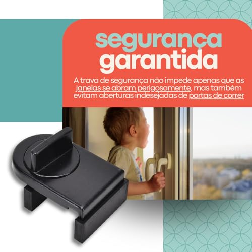 Trava de Segurança para Portas e Janelas de Correr, Proteção Eficiente Casa, Bebê e Animais de Estim