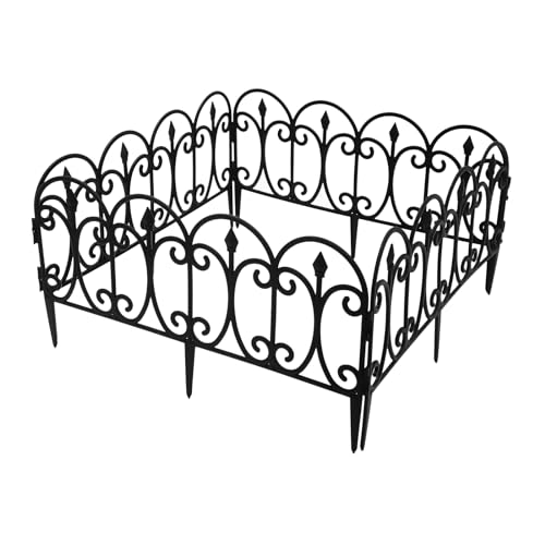 5er Set Gartenzaun Dekorativer Eleganter Zaun aus Wetterfestem Kunststoff, Zierzaun zum Stecken 23cm hoch, Schöner Dekozaun, Gesamtlänge 2,9m