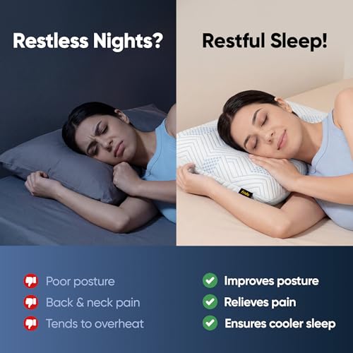 Image of Frido Ultimate Deep Sleep Pillow with Cooling Cover | Orthopedic Gel Memory Foam Pillow for Neck & Shoulder Pain Relief | Breathable, Pressure Relief for Side & Back Sleepers | King Size 5 Inch