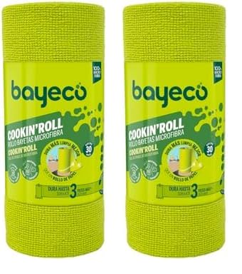 Bayeco Cookin´Roll -Rollo Bayetas Microfibra 30 uds - Semidesechables - Rasga y USA - 30x22 cm (Paquete de 2)